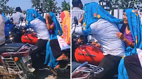 धूप में परेशान पोते पर दादी ने लुटाया प्यार